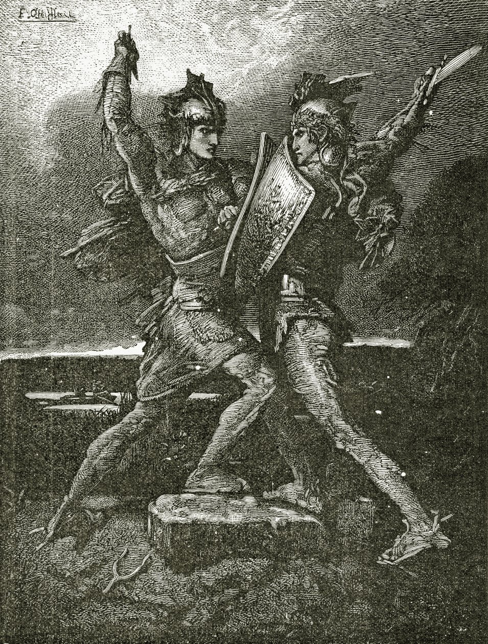 Le Mariage de Roland, 19. století (č. rytina) od Francois Nicolas Chifflart