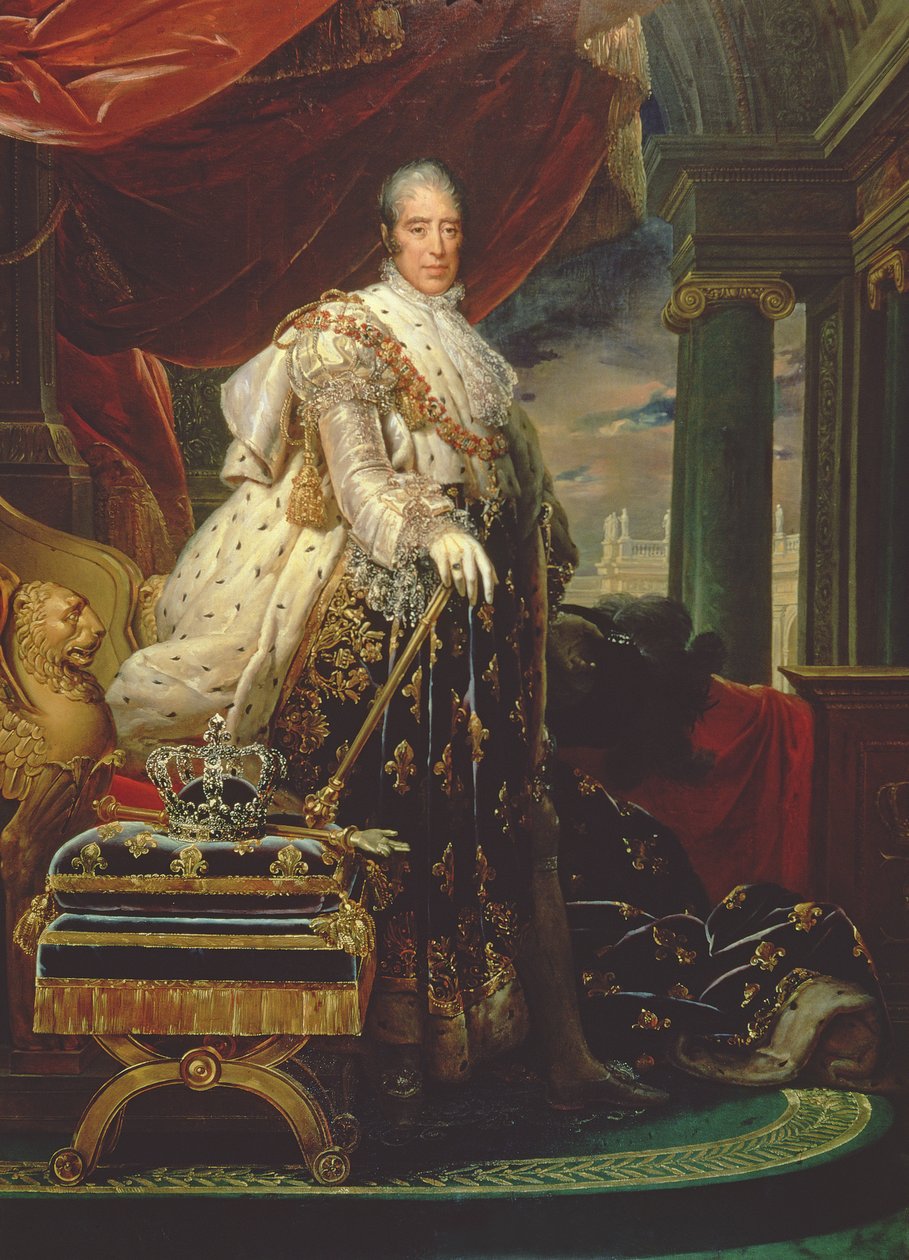 Karel X. (1757-1826) ve svém korunovačním rouchu od Baron François Pascal Simon Gérard
