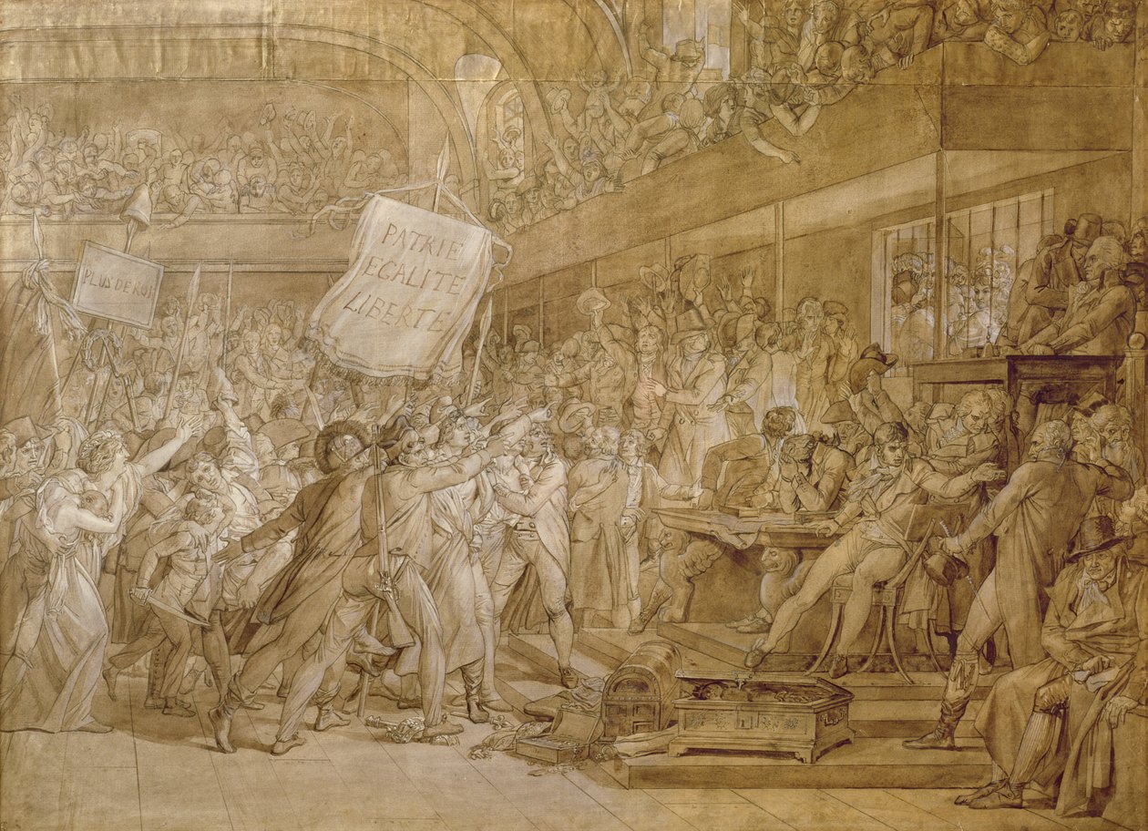 Pařížští útočí na Tuileries 10. srpna 1792 (pero a inkoust a mytí na papíře) od Baron François Pascal Simon Gérard