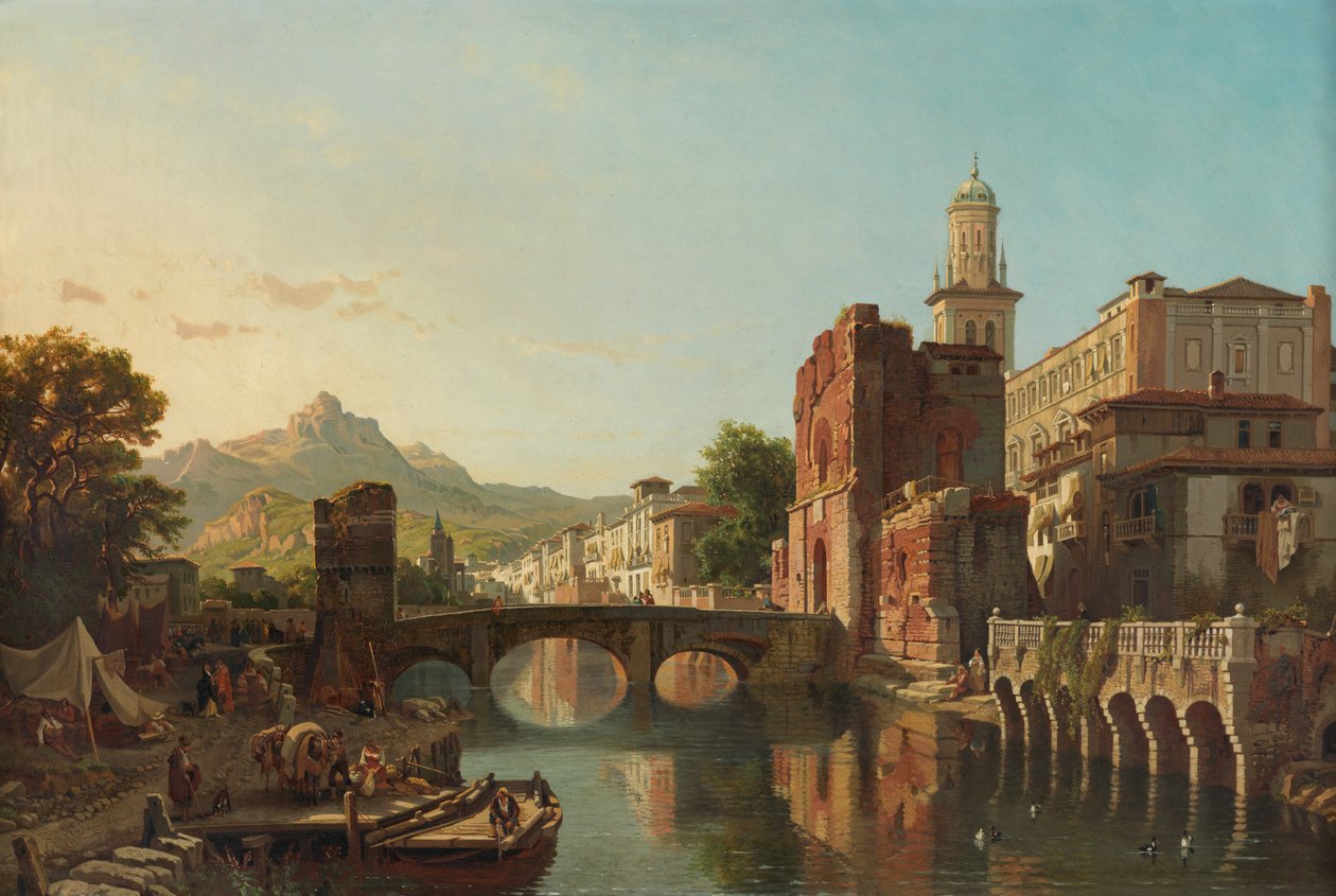 Panoráma města ve Španělsku (olej na plátně) od Francois Antoine Bossuet