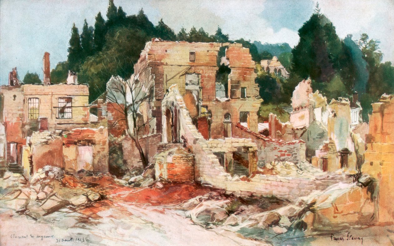 Clermont-en-Argonne, Francie, srpen 1915, 1926. od Francois Flameng