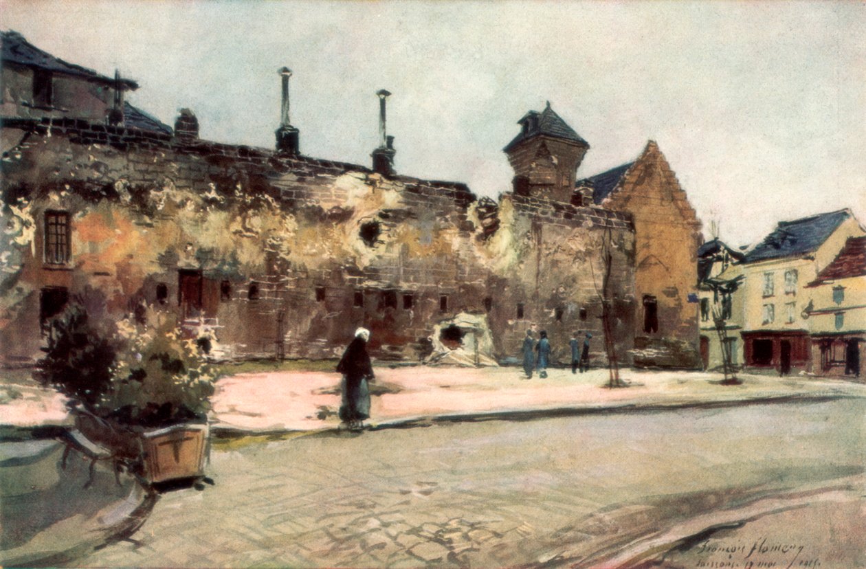 Kasárna v Soissons, Francie, 1915, 1926. od Francois Flameng