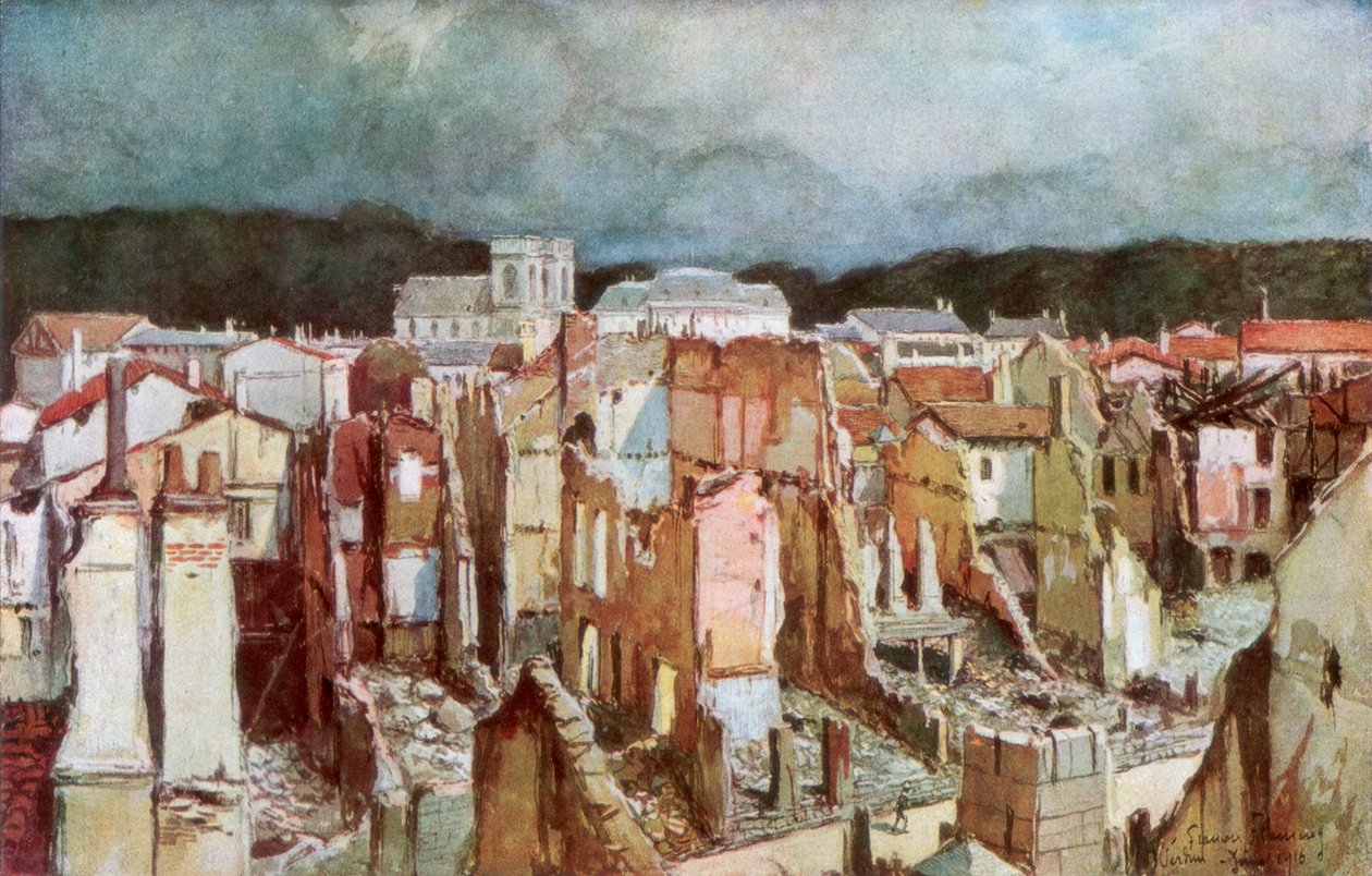Ruiny Verdunu, červen 1916, 1926. od Francois Flameng
