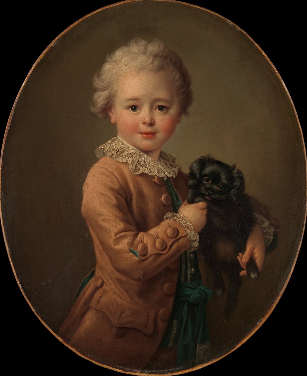 Chlapec s černým španělem. od Francois Hubert Drouais