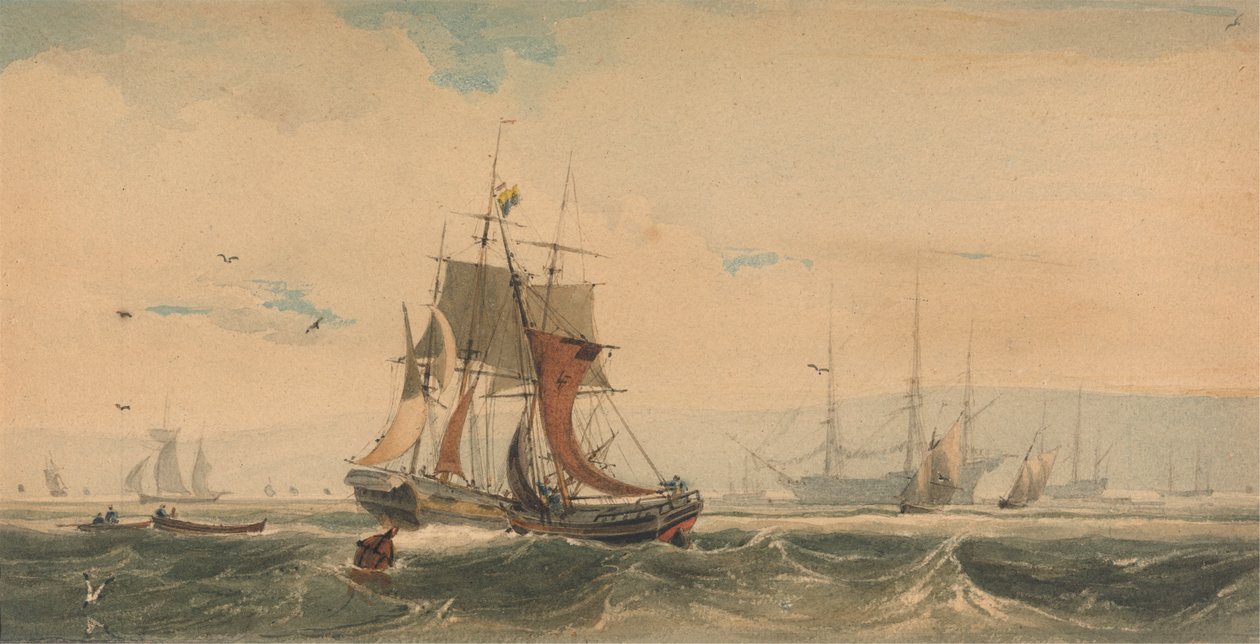 Přeprava po Medway, Kente od Francois Louis Thomas Francia