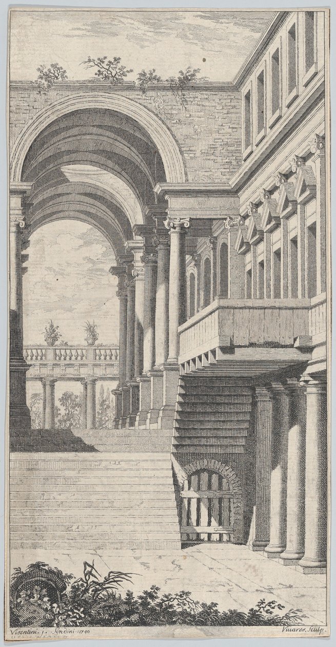 Architektonický pohled s obloukem, 1740. od Francois Vivares