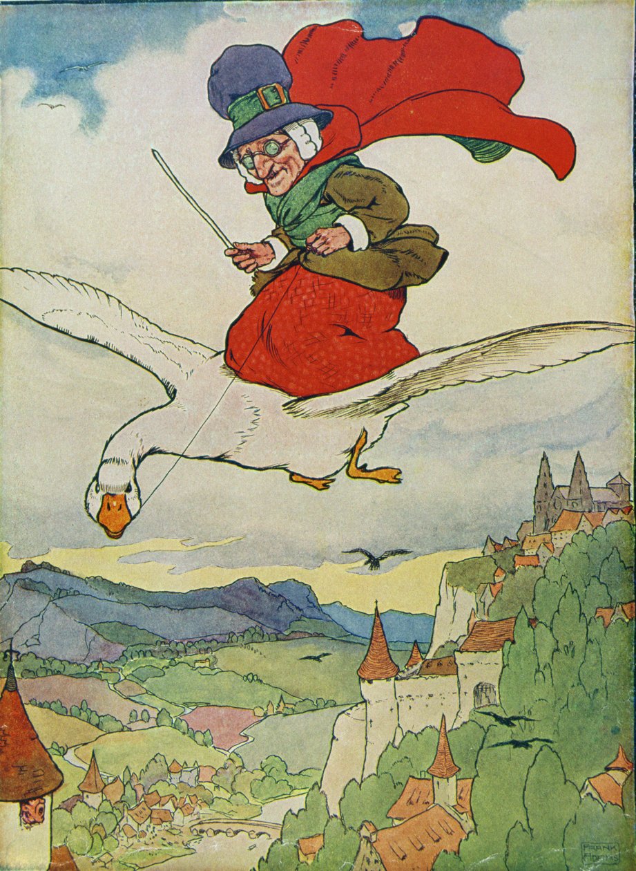 Stará matka husa z knihy "My Nursery Story Book", vyd. Blackie und Son (knižní ilustrace) od Frank Adams