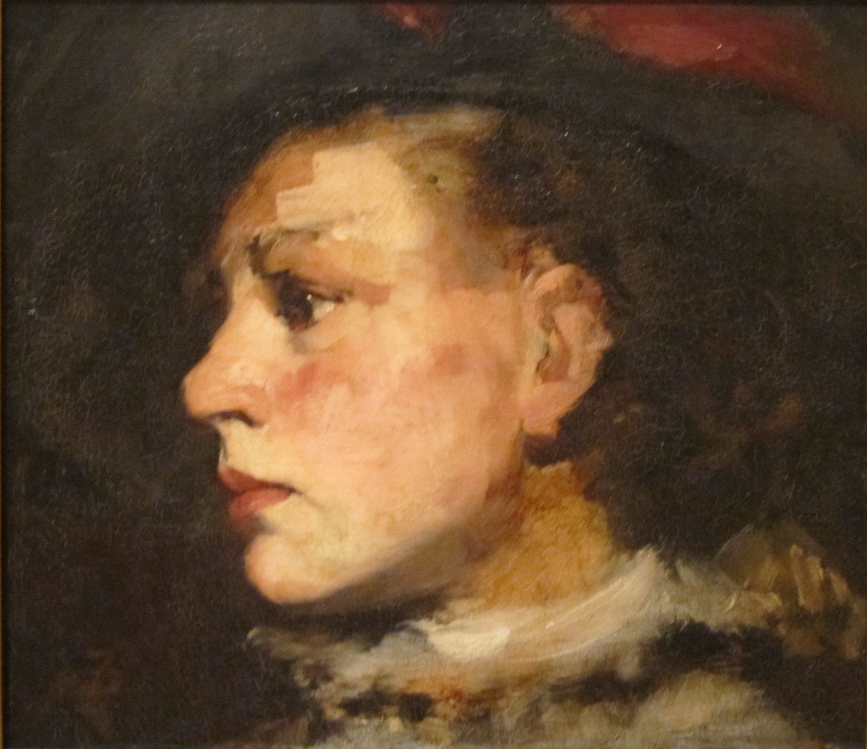 Profil dívky s kloboukem od Frank Duveneck