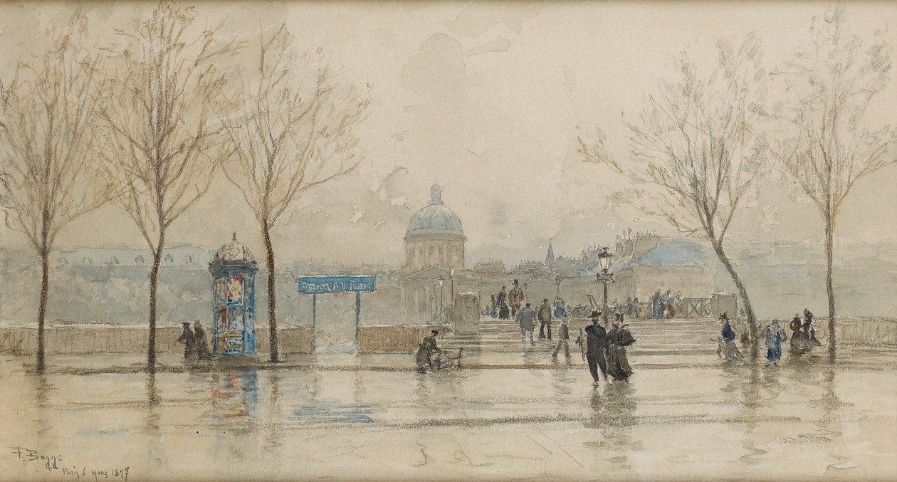 Pont des Arts, Paříž, 6. března 1897 (wc na papíře) od Frank Myers Boggs