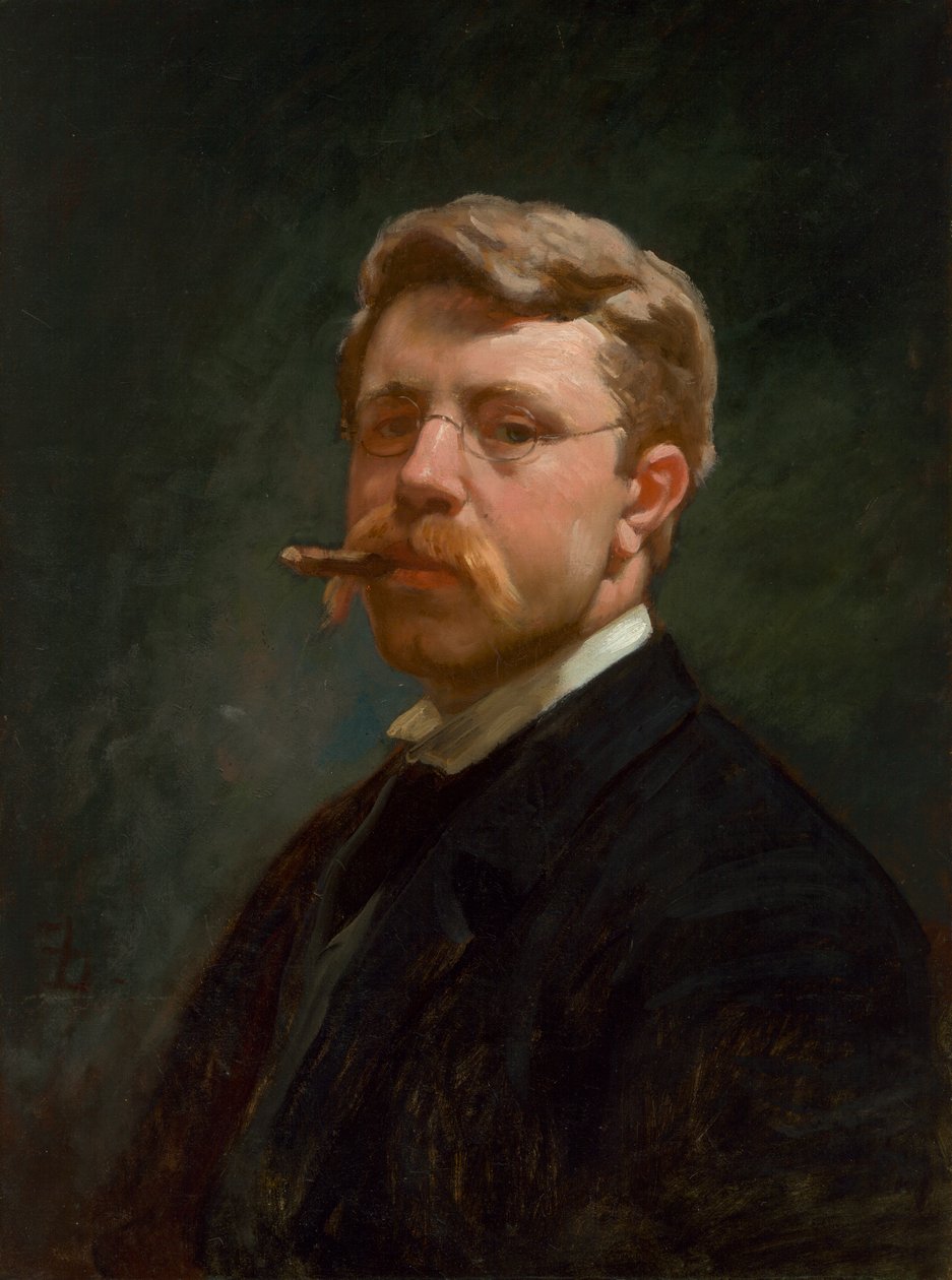 Frank Duveneck Autoportrét, c. 1890. od Frank Duveneck