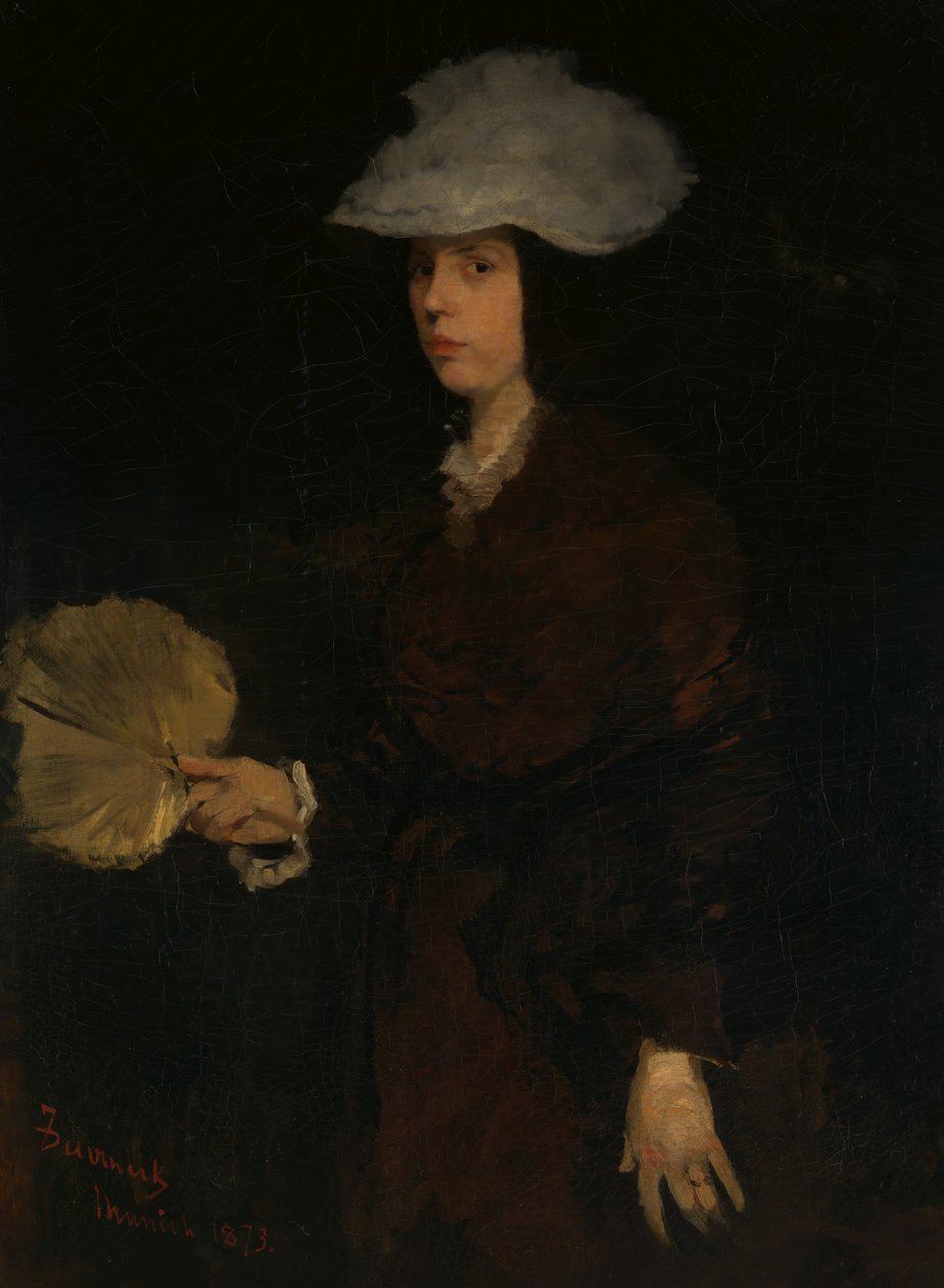 Dáma s ventilátorem, 1873. od Frank Duveneck