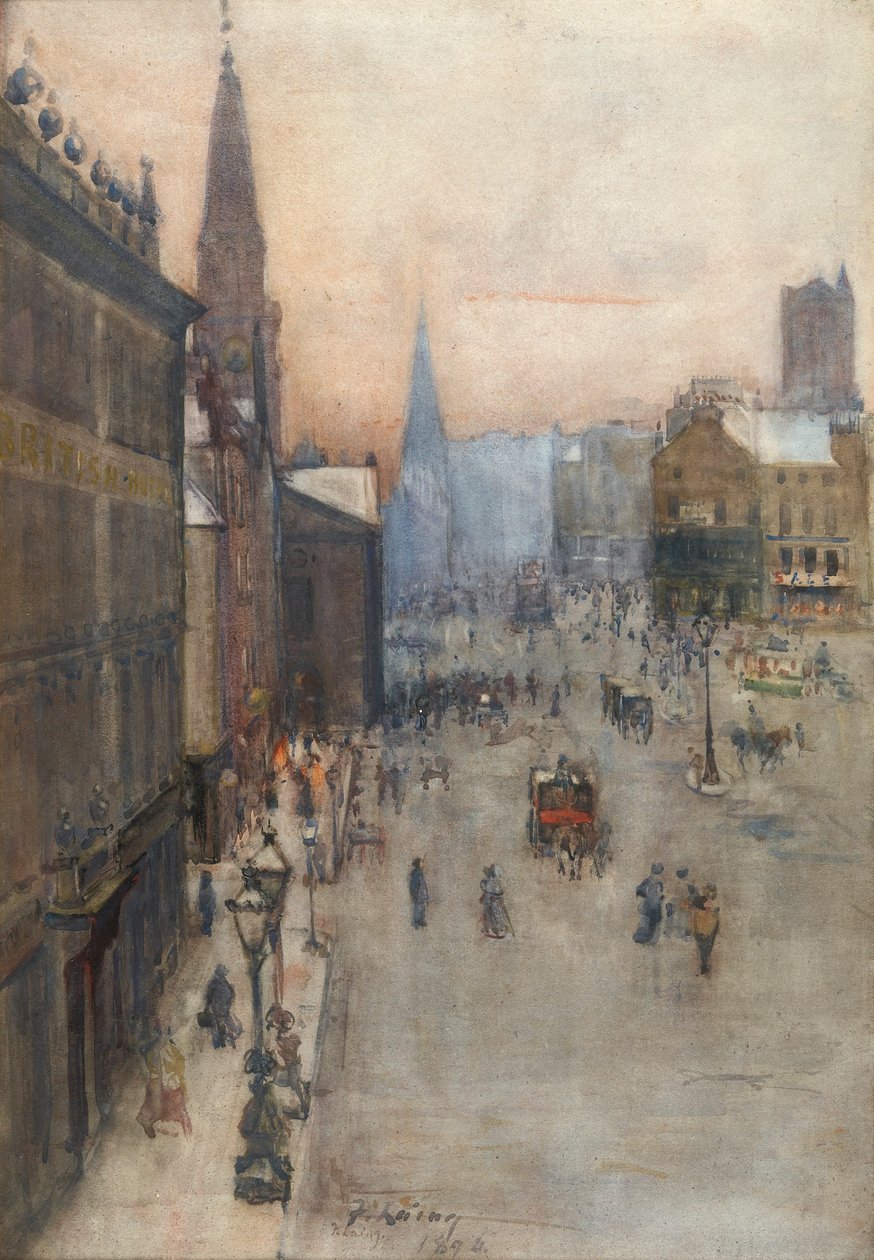 Pouliční scéna, 1894 (wc na papíře) od Frank Laing