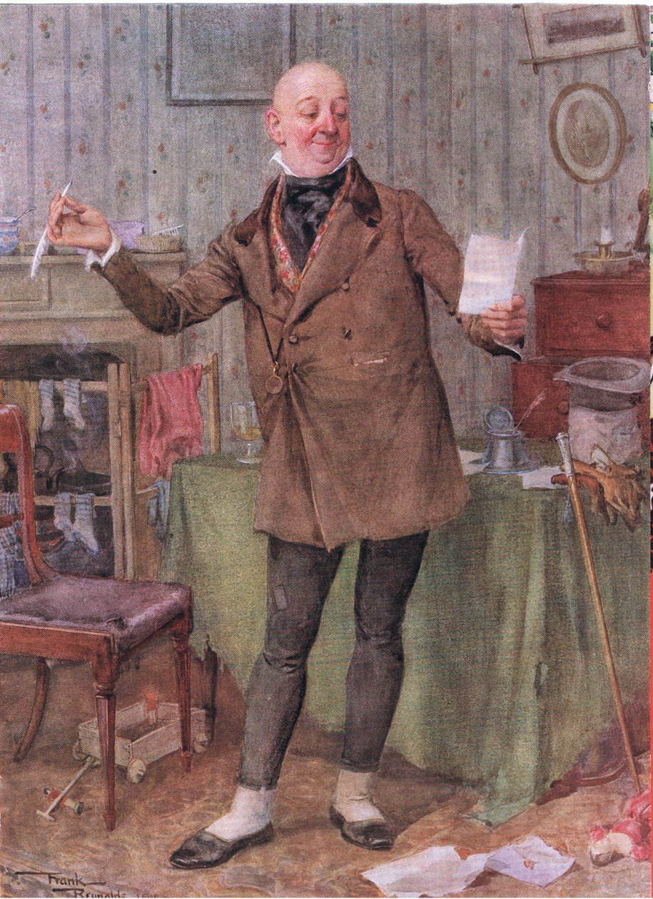 Pan Micawber (David Copperfield) (barevná litografie) od Frank Reynolds