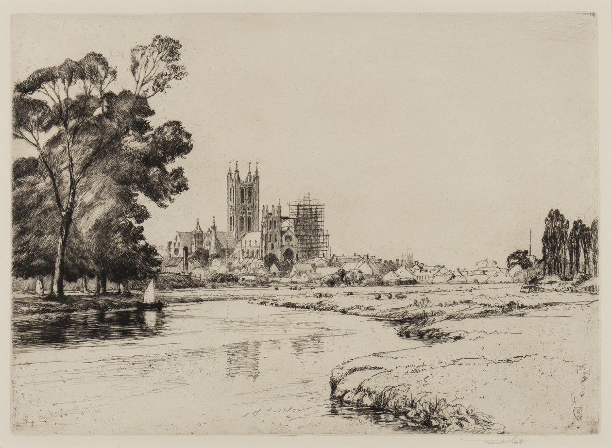 Canterbury from the Meadows, 1930 od Frank Short