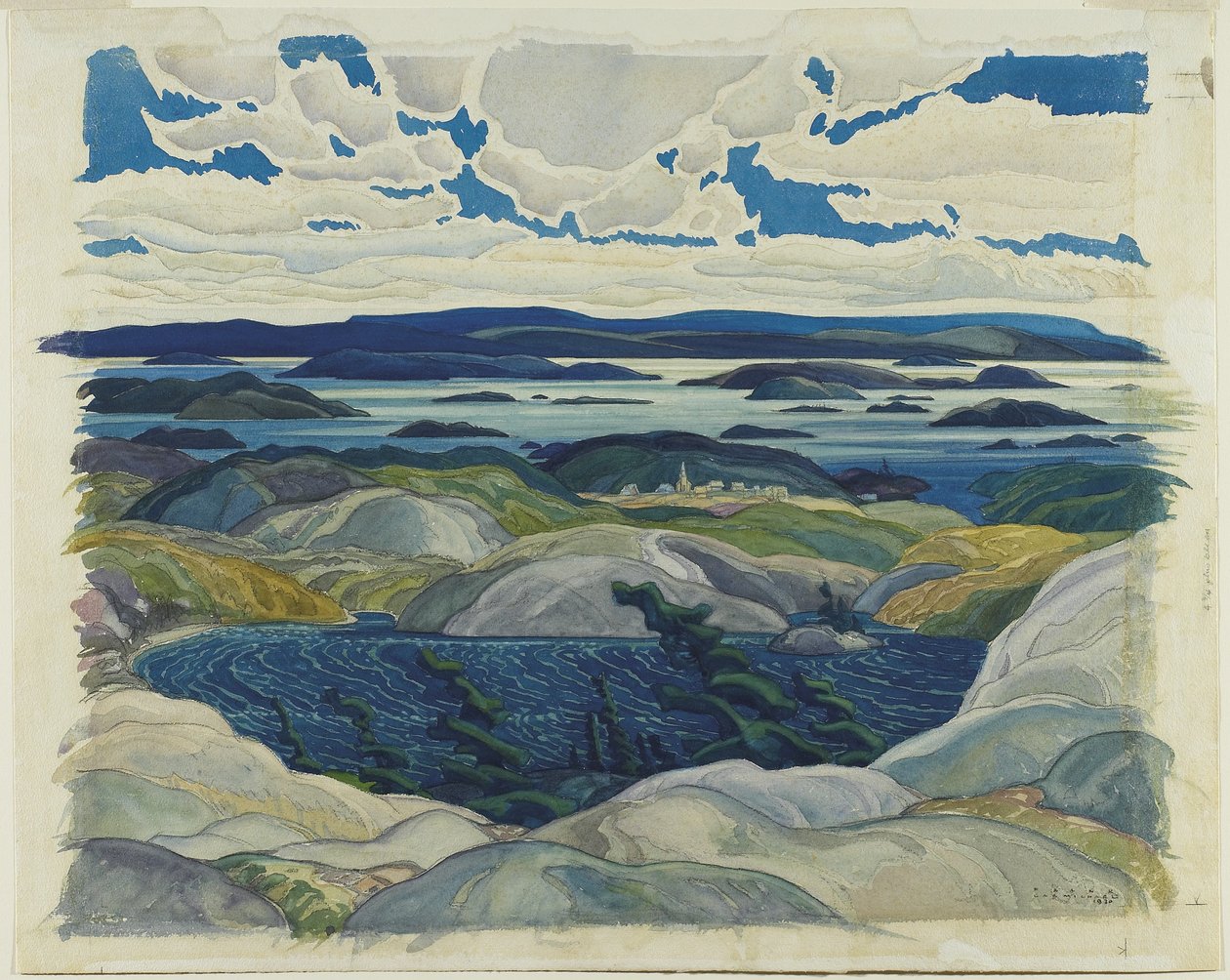 Bay of Islands, 1930 (wc na papíře) od Franklin Carmichael