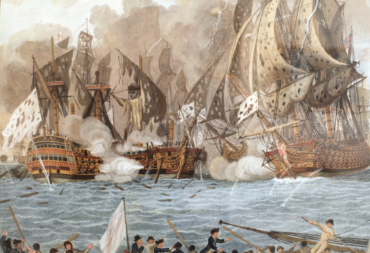 Námořní bitva se odehrála 12. dubna 1782 poblíž Guadeloupe (tj. Bitva u Saintes) od François Aimé Louis Dumoulin