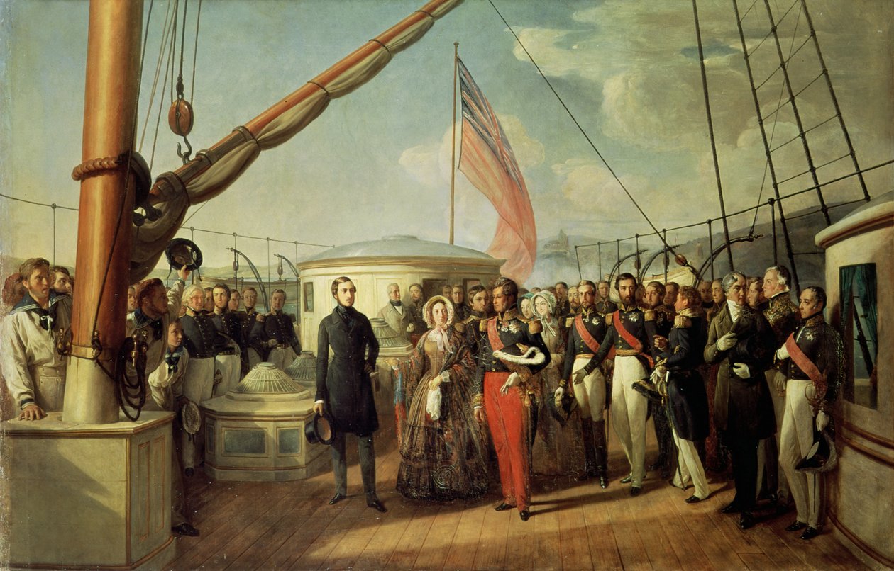 Setkání mezi Louis-Philippe I (1773-1850) a královnou Viktorií (1819-1901) v Le Treport, 2. září 1843, 1844 od François Auguste Biard
