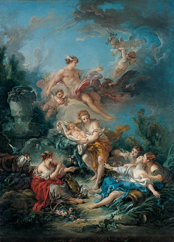 Kimbell Mercury Svěřuje kojence Bacchus nymfám z Nysy od François Boucher