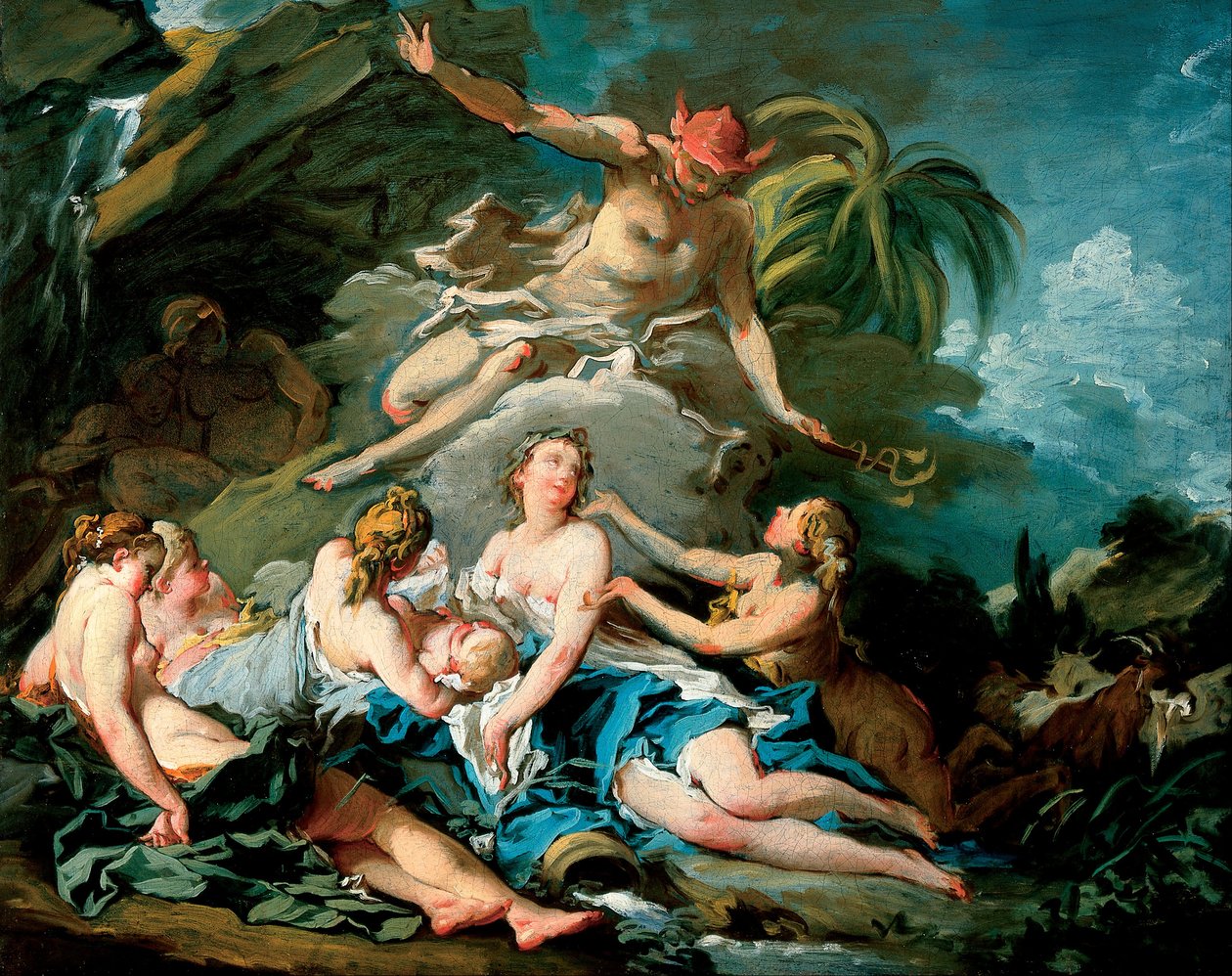 Merkur svěřující kojence Bacchus nymfám z Nysy od François Boucher