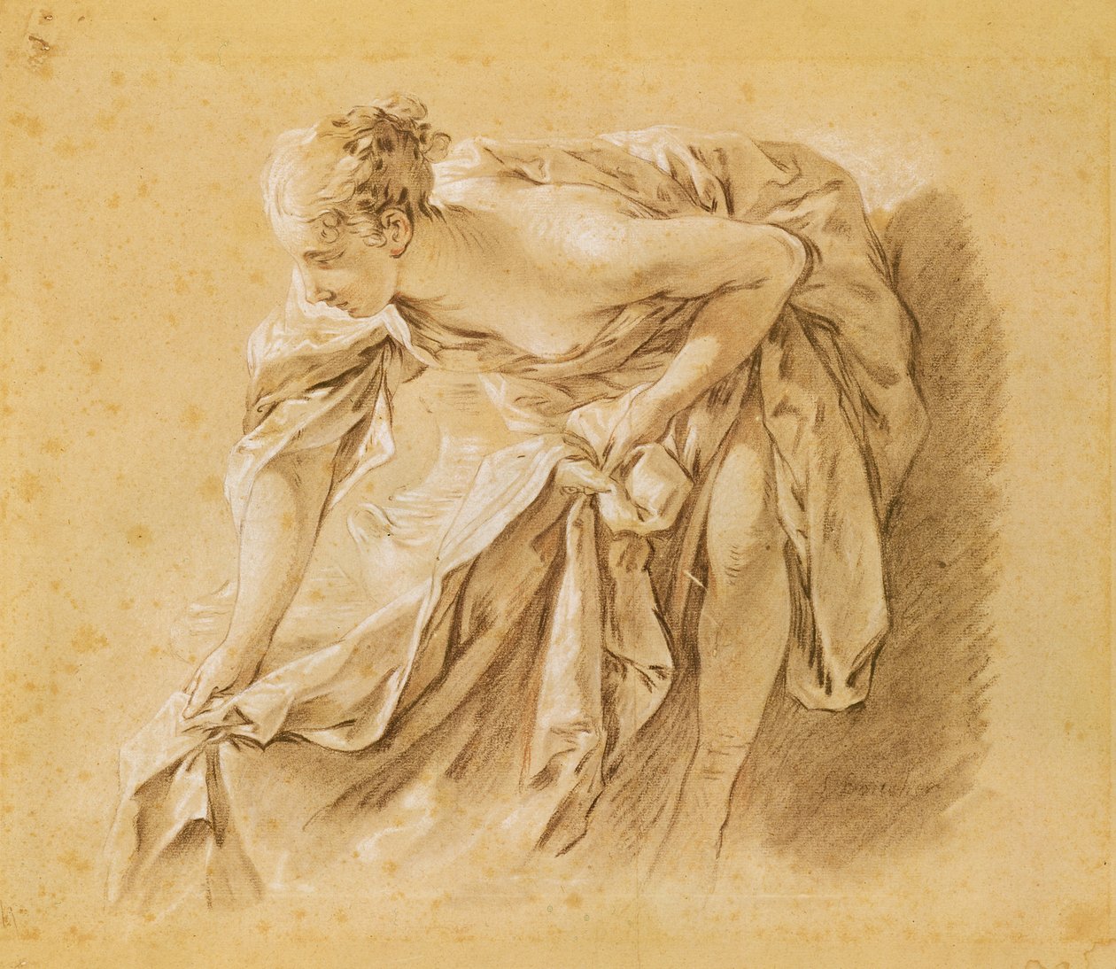 Částečně nahá žena koupání od François Boucher