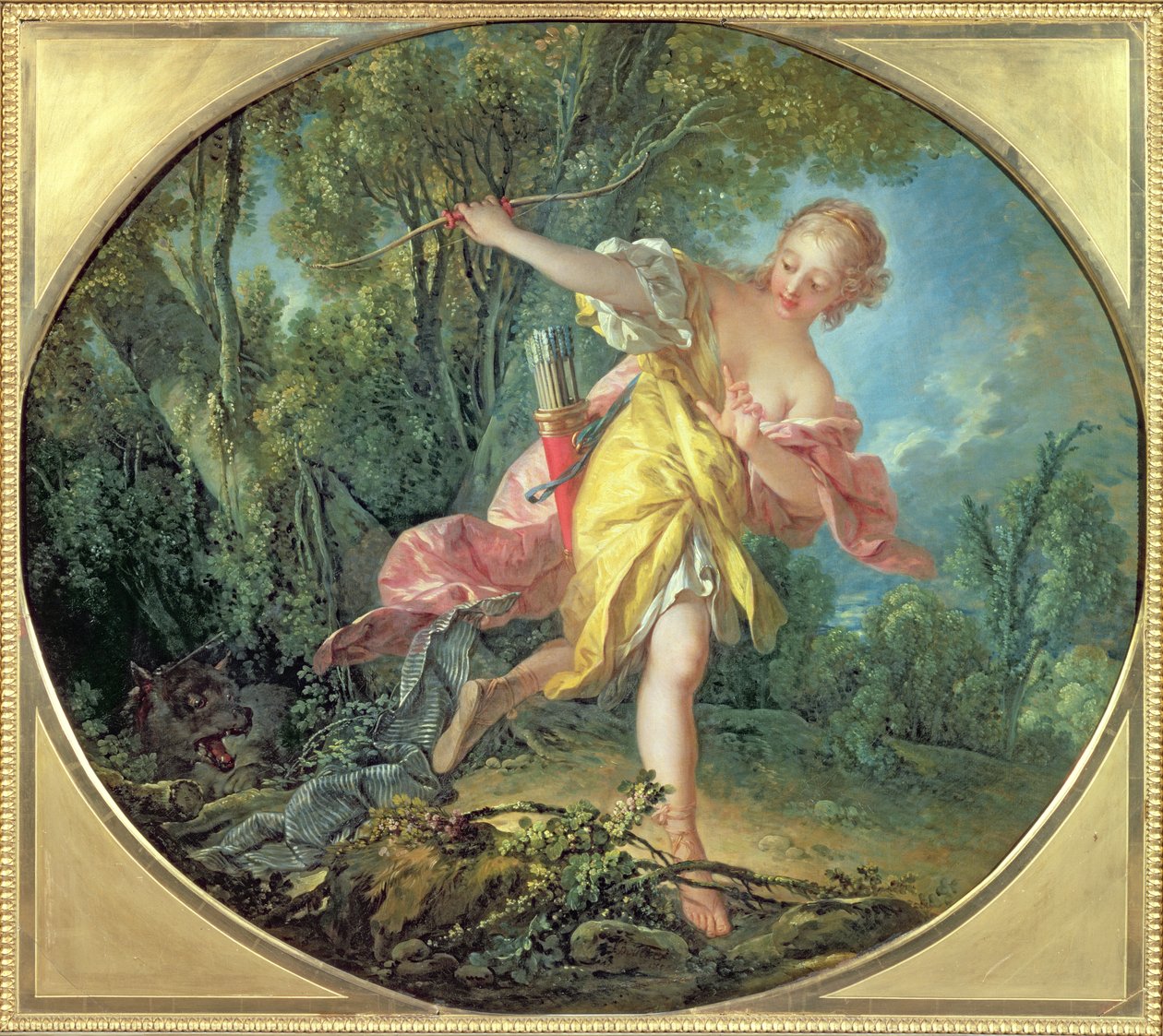 Rhea Sylvia prchající před vlkem, 1756 od François Boucher