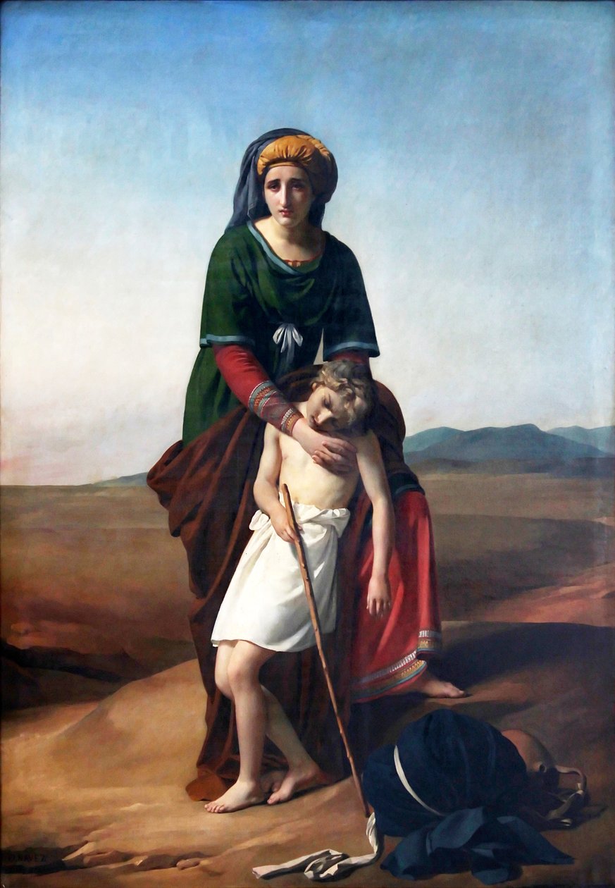 Hagar a Ishmael v poušti od François Joseph Navez