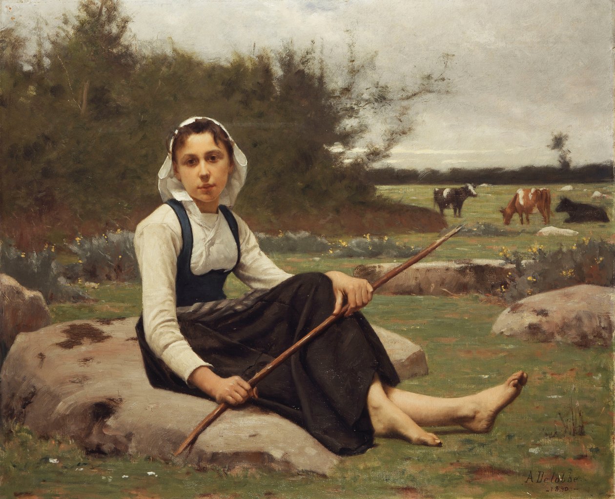 Pastýřka, 1890 od François Alfred Delobbe