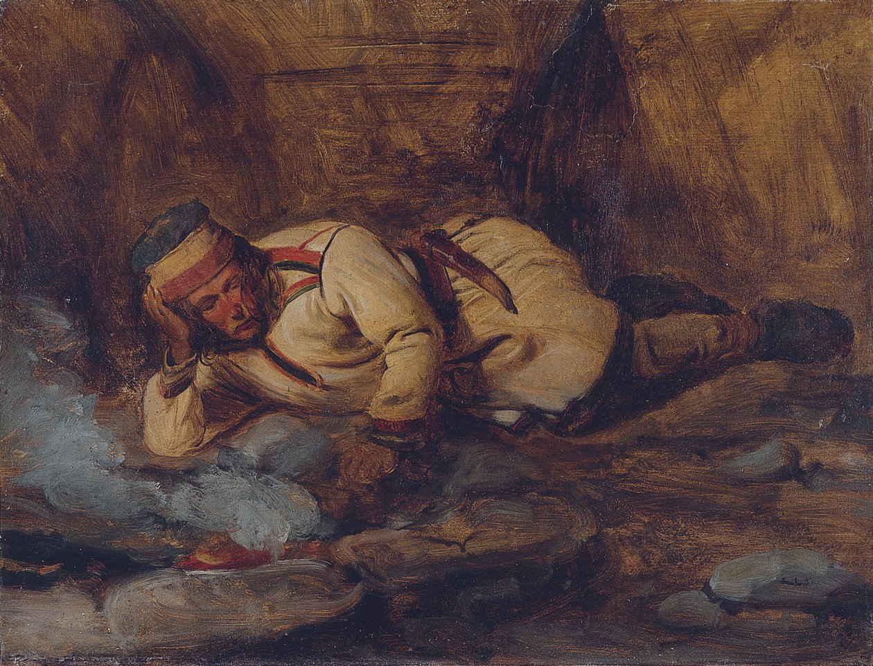 Laponec spí u ohně od François Auguste Biard