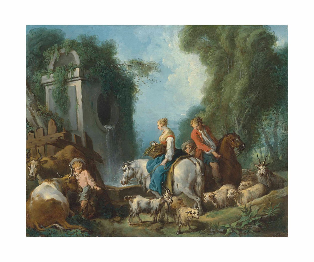 Boucher - Pastorála u fontány od François Boucher