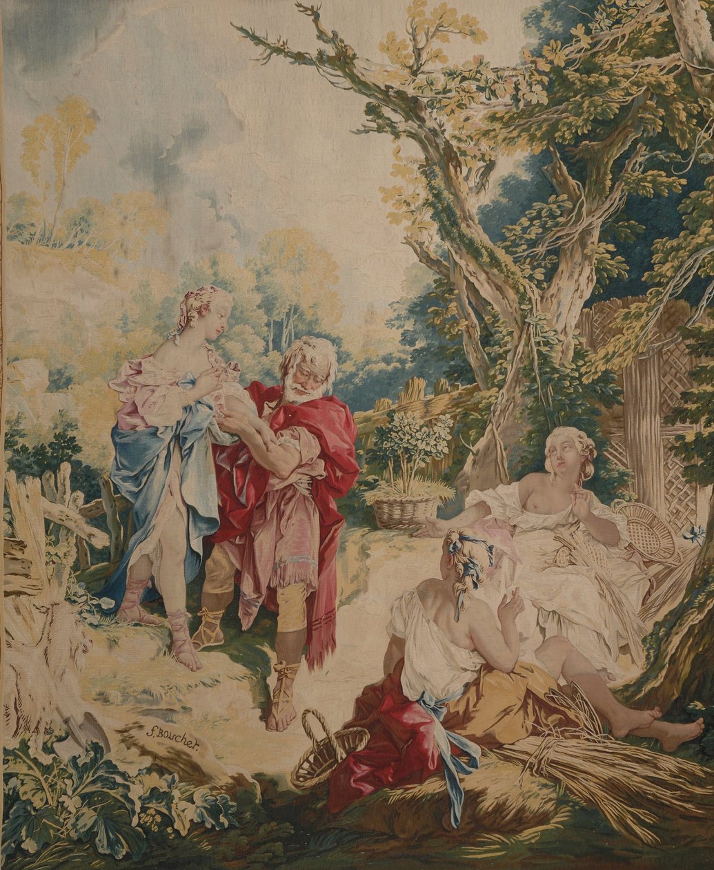 Tapiserie zobrazující Psyché a košíkáře od François Boucher