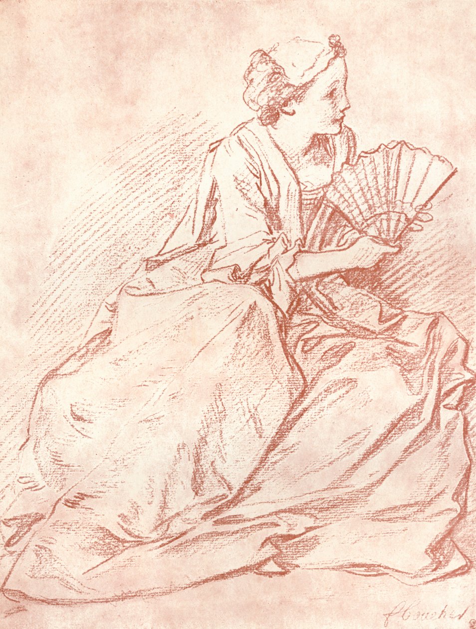 Dáma s vějířem, 18. století od François Boucher