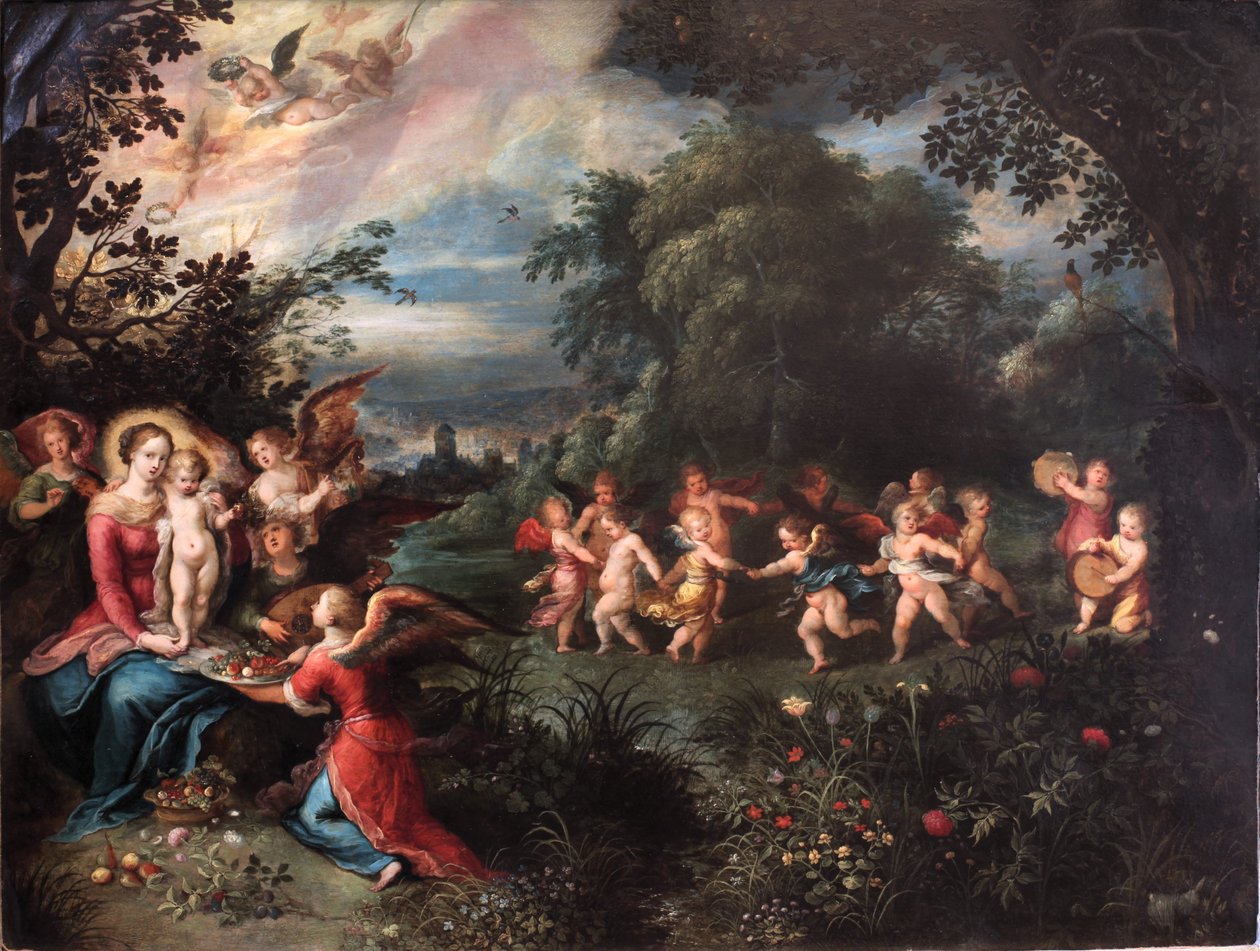 Panna s dítětem v krajině od Frans II Francken the Younger