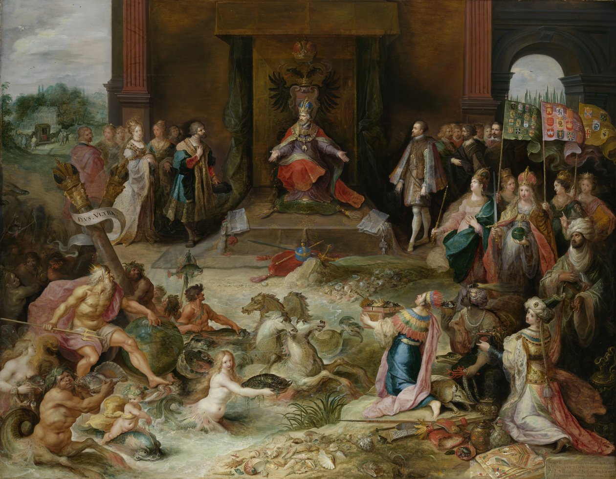 Alegorie o abdikaci císaře Karla V. v Bruselu, asi 1630-40 od Frans II Francken the Younger