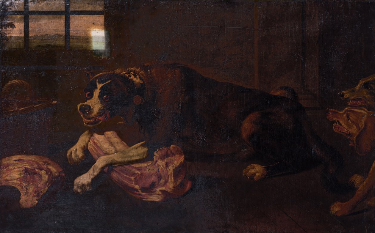 Psi hlodají klouby masa od Frans Snyders or Snijders