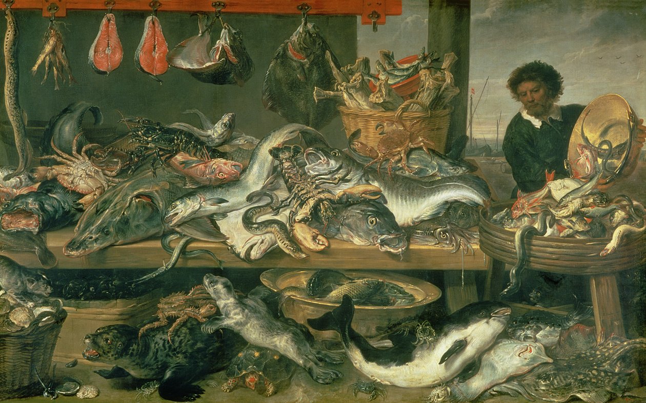 Rybí trh, 1618-21 od Frans Snyders or Snijders
