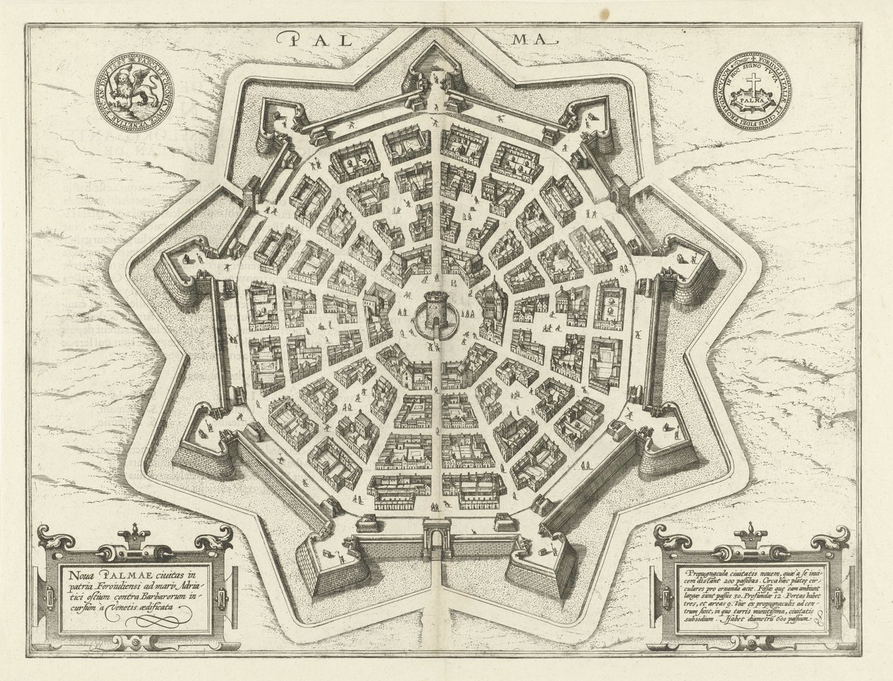 Mapa Palmanova Palma (název na objektu) od Frans Hogenberg