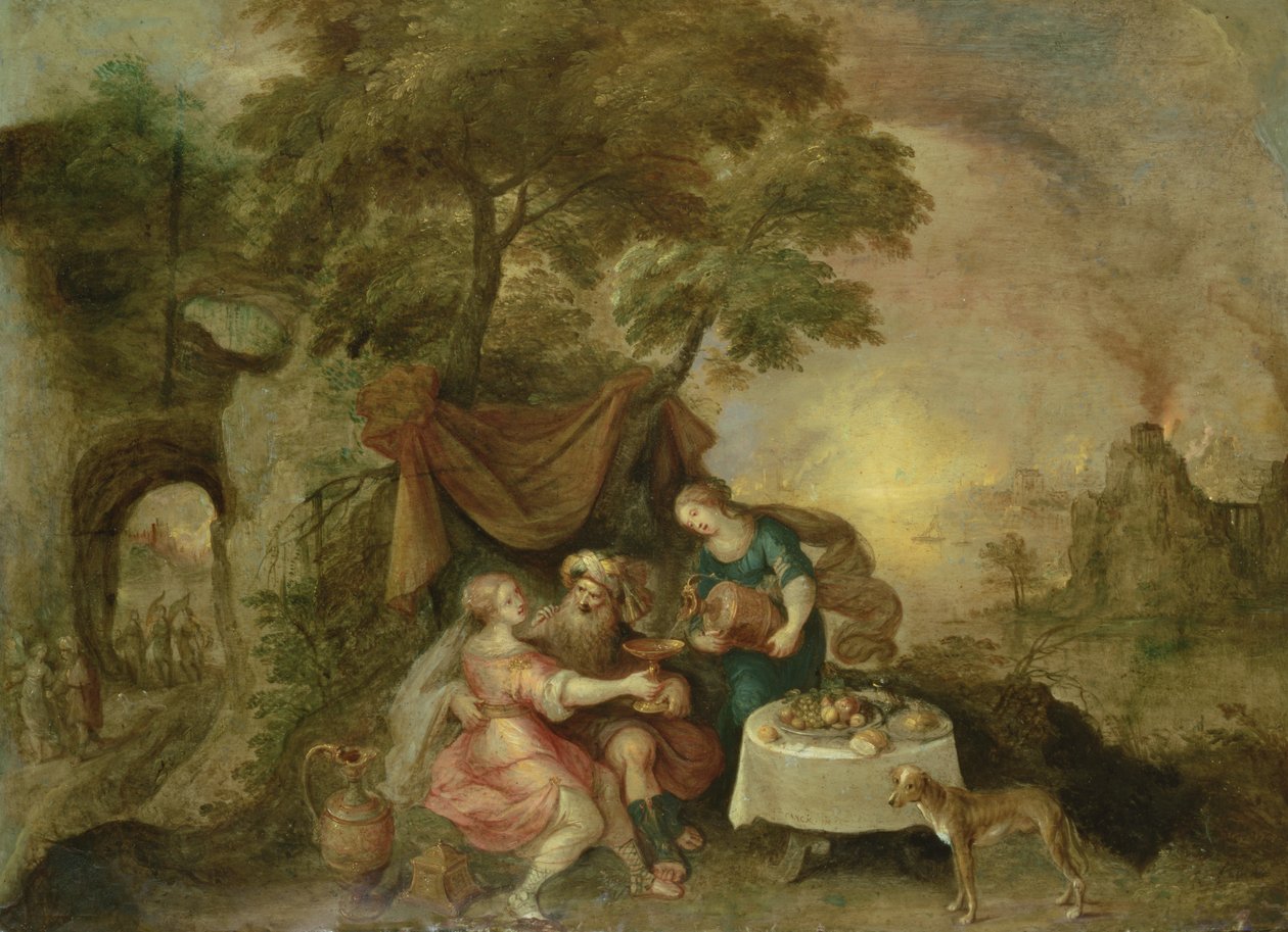 Lot a jeho dcery od Frans II Francken