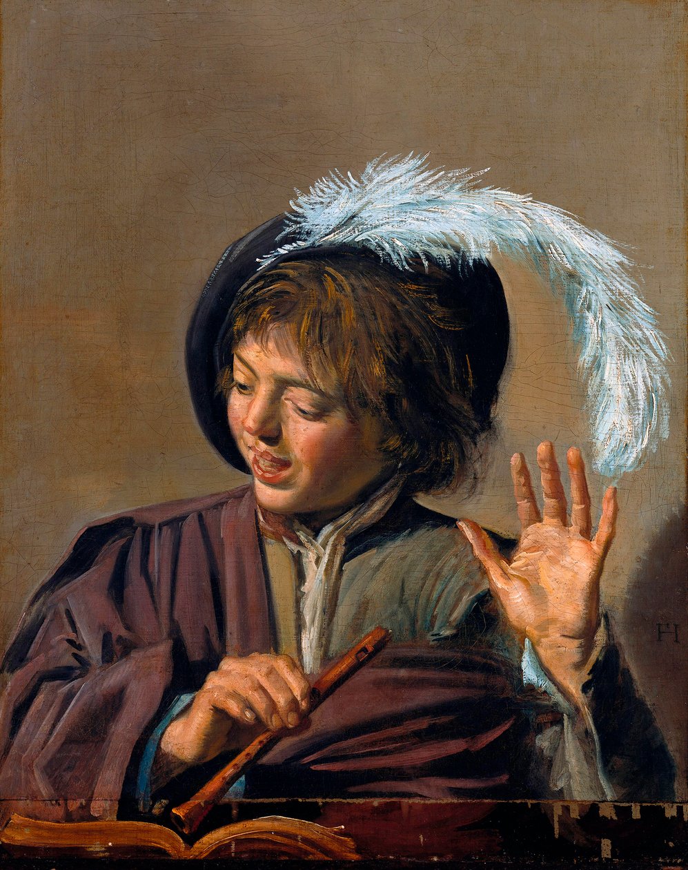 Zpívající chlapec s flétnou, kolem 1623 od Frans I Hals