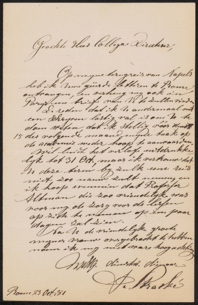 Dopis Augustu Allebému od Frans Stracké