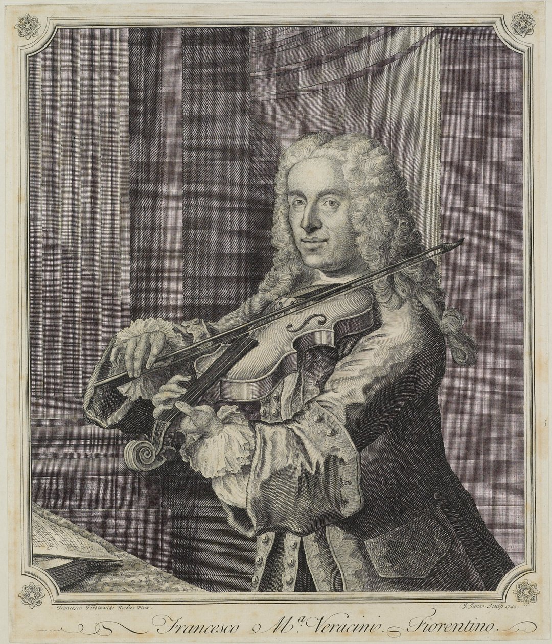 Francesco Ma Veracini, ryl J. June (fl.c.1740-70), 1744 od Franz Ferdinand Richter