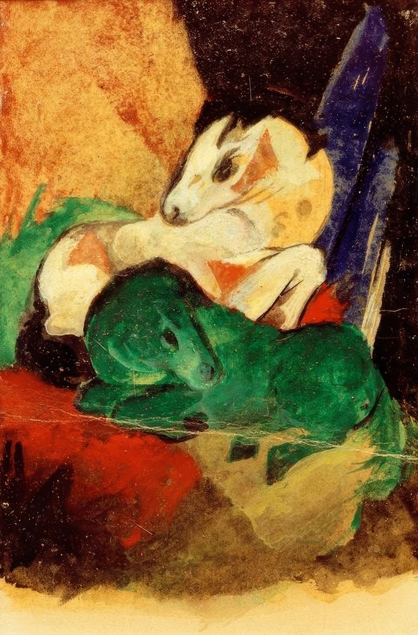 Zelený a bílý kůň od Franz Marc