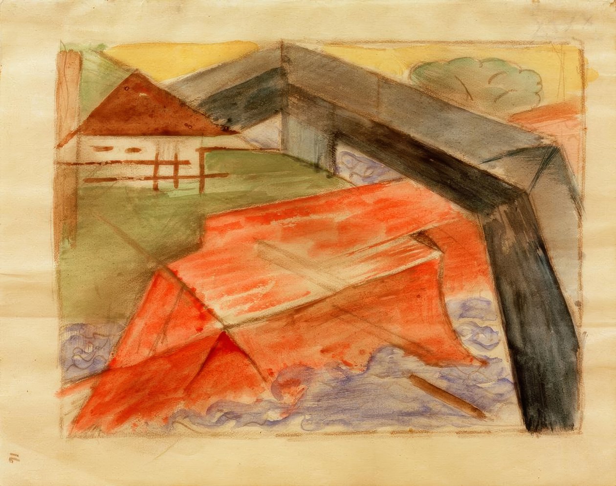 Dům a most od Franz Marc
