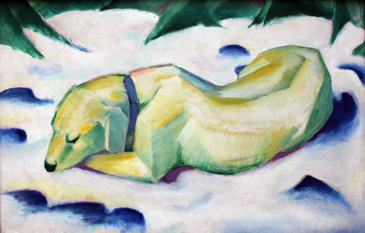 Pes ležící ve sněhu od Franz Marc