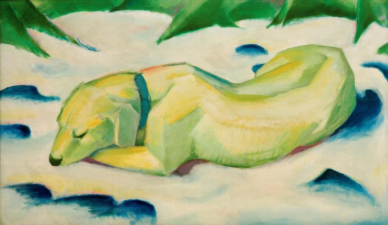 Pes ležící ve sněhu od Franz Marc