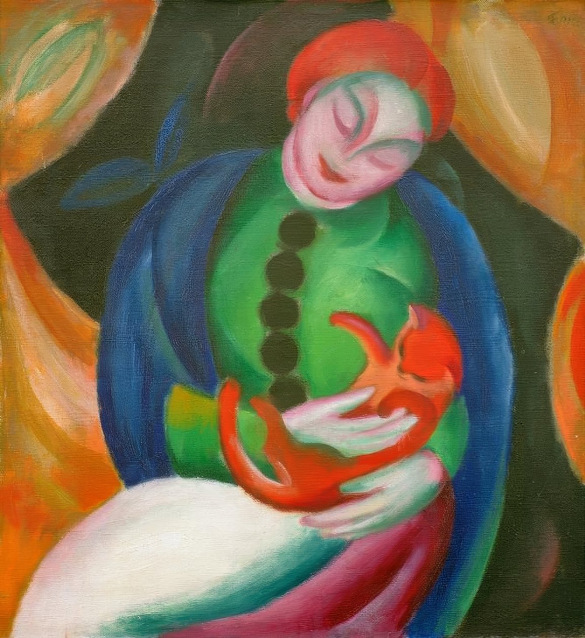 Dívka s kočkou II od Franz Marc