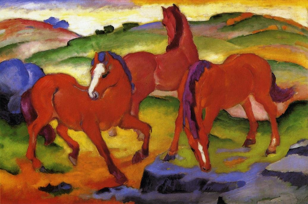 Tři červení koně od Franz Marc