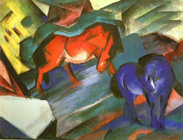 červení a modří koně od Franz Marc