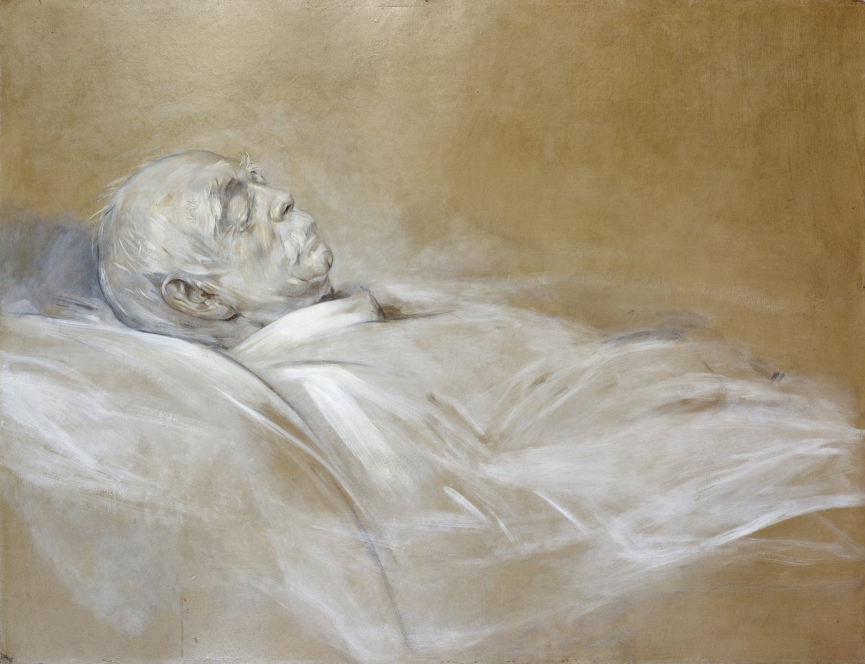 Princ Otto von Bismarck na smrtelné posteli, 1898 (křída na papíře) od Franz Seraph von Lenbach