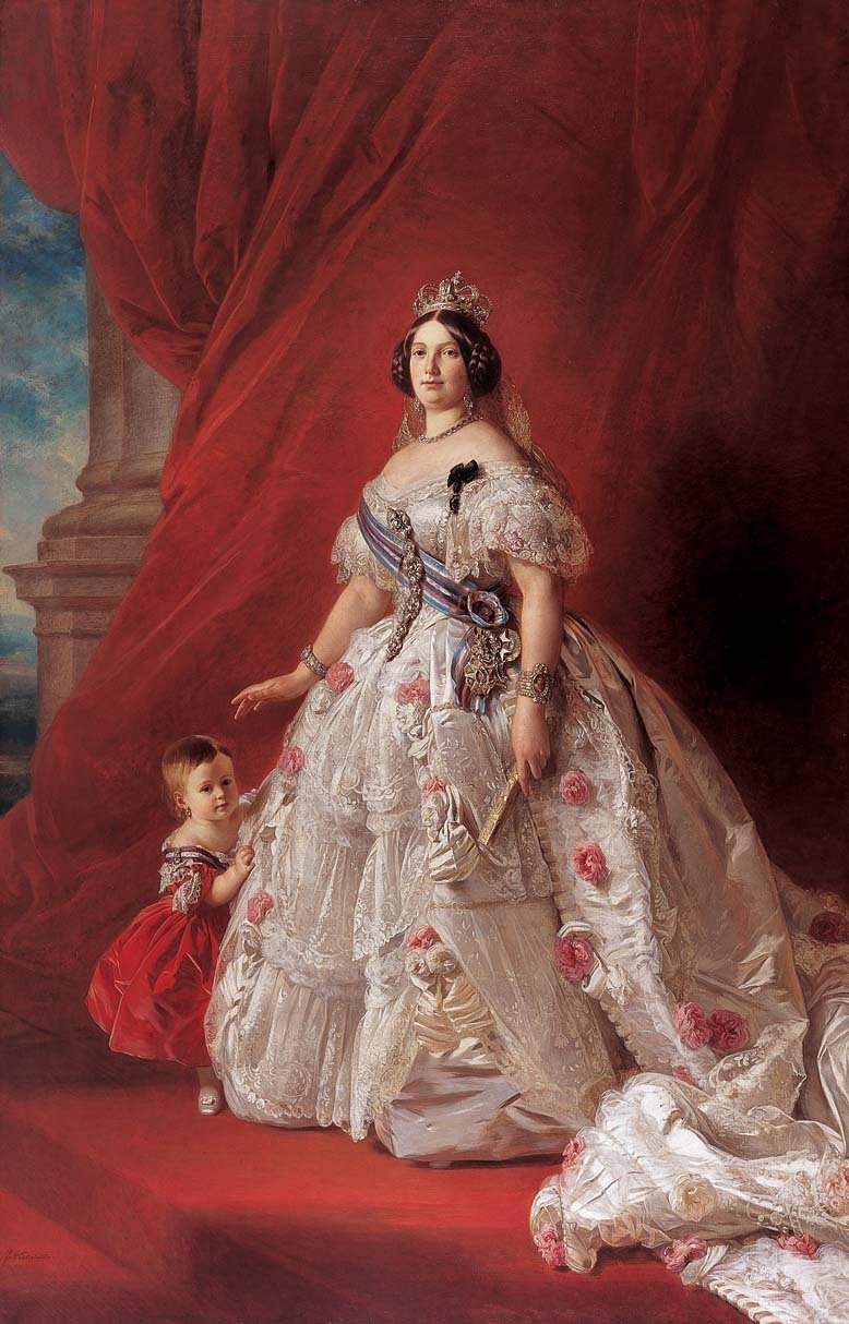 Portrét španělské královny Isabelly II a její dcery Isabelly od Franz Xaver Winterhalter