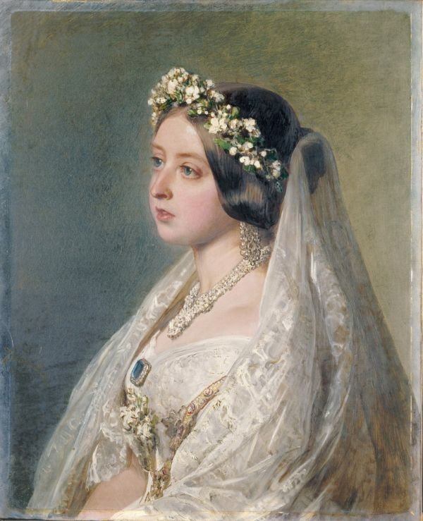 Královna Viktorie, ve svatebních šatech od Franz Xaver Winterhalter